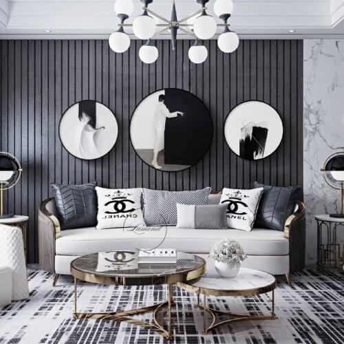 Black and White Gray Character Mural, Modern Minimalist Living Room Decoration Painting Background Wall Minimalist Style Hanging