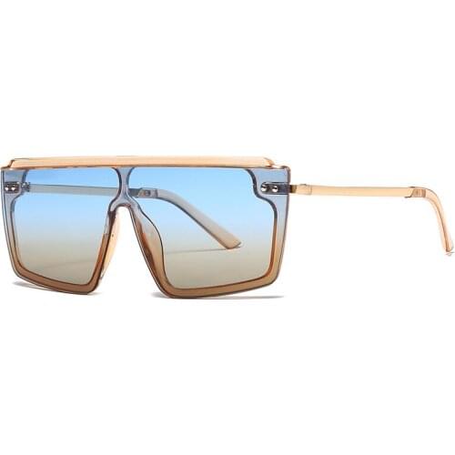 New Sunglasses Large Frame Square Gradient Metal Sunglasses