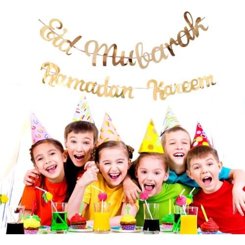 NEW Ramadan Kareem Decorations 2021 Eid Mubarak Banner Muslims Linen Hanging Flag With Ropes Islam Home Decor Party Supplies