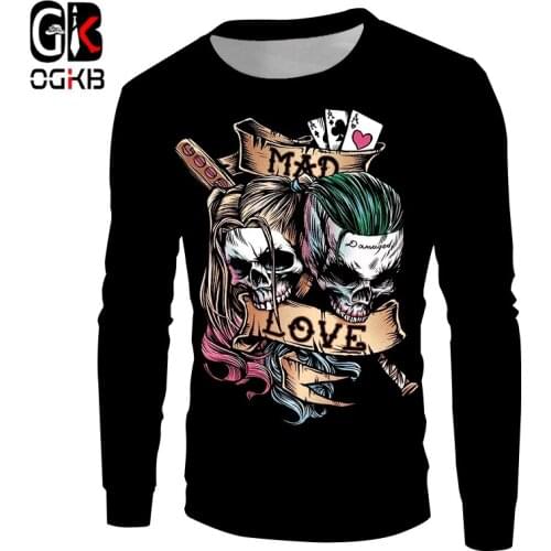 OGKB Skull Headr Woman Sweatshirts 3D Printed Funny Hip HOP Long Sleeves Shirts Novelty Streetwear Tracksuit Dropshipping