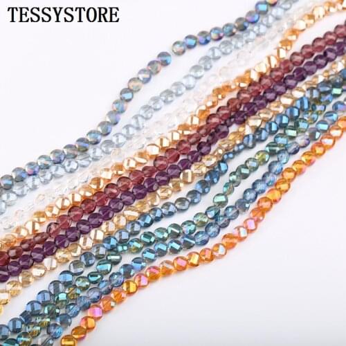 3*6mm Flat Round Shape Cut Faceted Crystal Beads Austria AB Color Loose Spacer Glass Beads For Jewelry Making Accessories