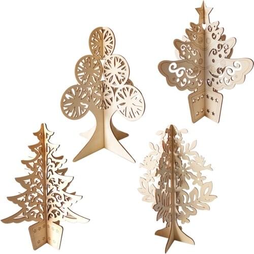 30cm Rustic Wood Christmas Tree Table Stand Sign Ornaments for DIY Craft Christmas Party Decoration Supplies
