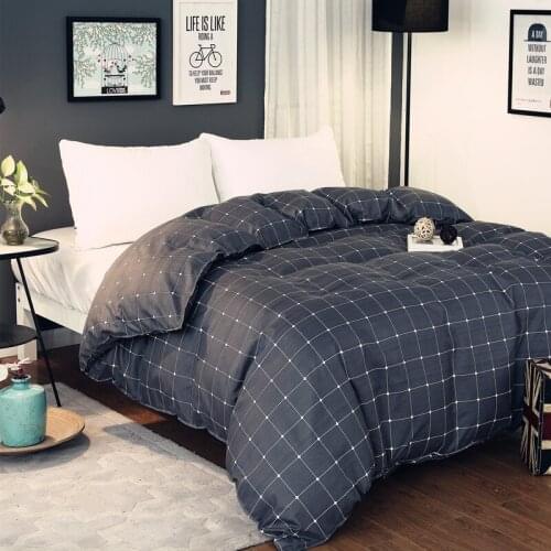 Simple Gray Black Plaid Pattern Polyester Bedding 1 Piece Duvet Cover With Zipper Quilt Or Comforter Or Blanket Case 4 Size38