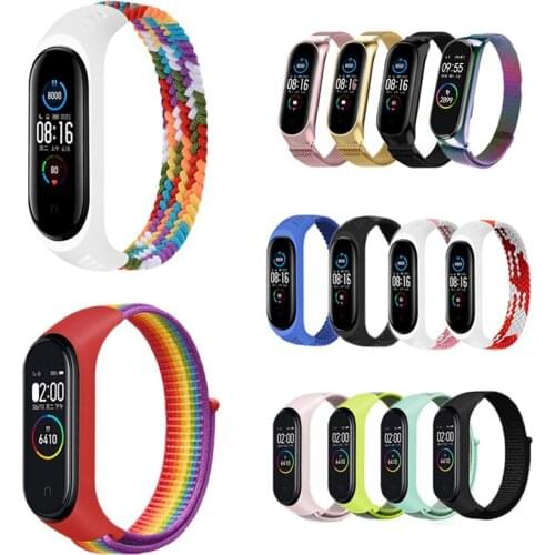 Strap for Mi Band 6 5 4 3 Bracelet For Xiaomi MiBand 3 4 5 6 Wriststrap Silicone Nylon Mental Correa Smart Wristband Accessories