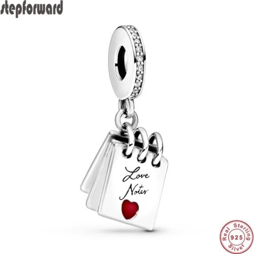 STEP FORWARD New Love Note Pendant 100% 925 Real Silver Bracelet Charms Fashionable Valentines Day Gift DIY Beaded Accessories