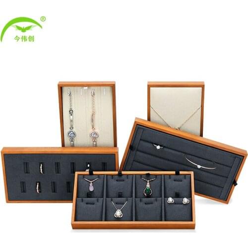 New solid wood jewelry display plate necklace ring earrings solid wooden tray jewelry store props jewelry display stand