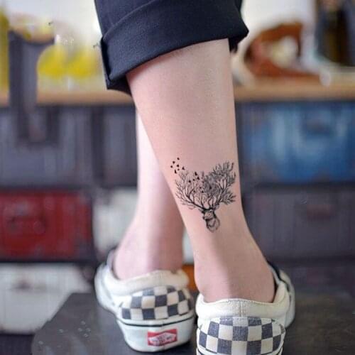 Water Temporary Tattoos sticker antlers Branch deer bird tatto Water Transfer fake flash tatoo for gril woman man 10.5*6 cm