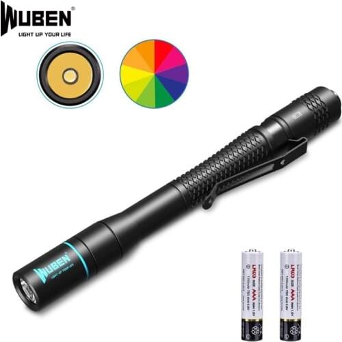WUBEN E19 Pen Light Medical LED Flashlight 200 Lumens High CRI NICHIA IP68 Waterproof 2 AAA Batteries Non-slip Mini Pen Torch