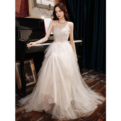 Sexy Spaghetti Straps Tiered White Evening Dresses Ruched Beads Female Ankle Length Party Gowns