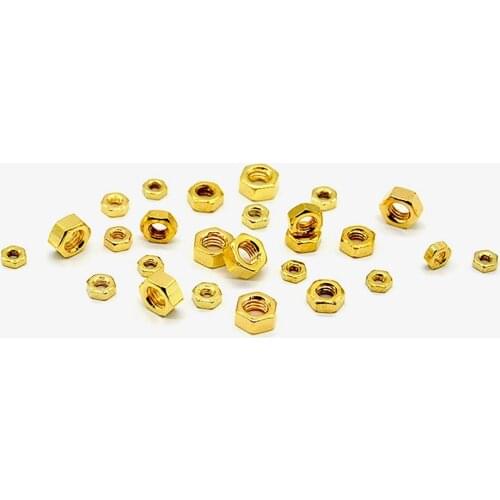 10/30/50Pcs M2 M2.5 M3 M4 M5 Titanium Plating Golden Hex Nuts Hexagon Nut For Metric Screws & Bolts