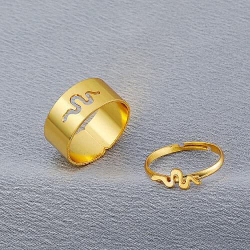 2pcs/set Couple Rings Snake Matching Rings For Women Men Wedding Set Promise Ring For Lovers Matching Gold Silver Color Ring BFF