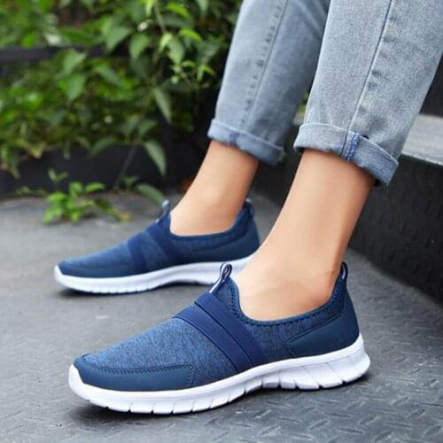 2019 Autumn Large Size 36-47 Breathable Sports Shoes Non-Slip Flat Platform Shoes Casual Running Shoes Footwear Slip On Loafers
