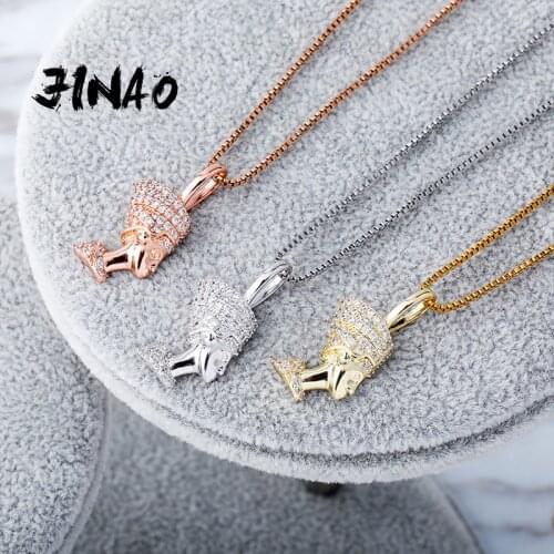 2020 JINAO New 925 Sterling Silver Egyptian Pharaoh Pendant Iced Out Hip Hop Zircon Pendant Necklac Fashion Hip Hop Jewelry Gift