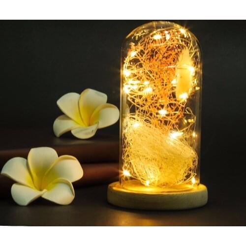 2020 Beauty And Beast Eternal Flower Rose In Flask Wedding Decoration Artificial Flowers In Glass Cover For Valentines Day Gift