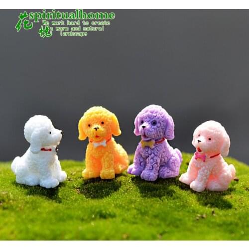 3pcs Kawaii Dog Figurine Miniatures Decoration Accessories Garden Decor for Home Yorkshire Terrier Dachshund Chow