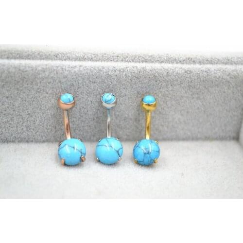 50pcs Body Jewelry Piercing New Navel Belly Button Bar Navel Body Piercing 14g Free shippment Blue Stone Navel Bar New