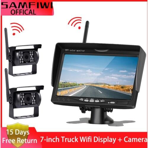High Definition Wireless Truck Car Monitor 7" CMOS IR Night Vision Reverse Backup Wifi Camera Parking System