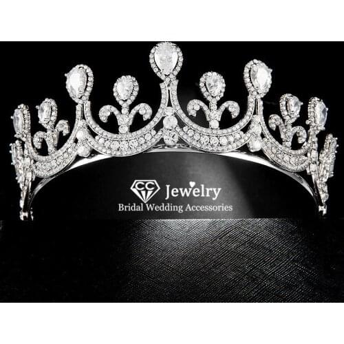 CC Hair Crown Wedding Accessories for Women European Style Bridesmaids Engagement Headdress Jewelry Charm Tiaras and Crowns HS46