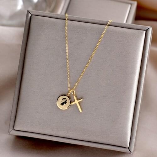 316L stainless steel no fading European and American simple personality advanced sense beauty head cold wind collarbone chain