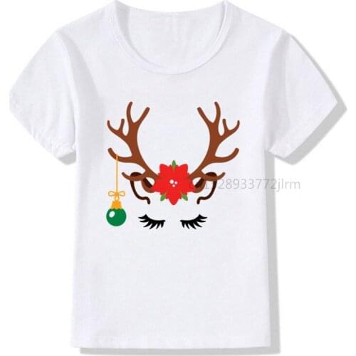 Kids Cute Unicorn Christmas Reindeer Print T Shirt Children Merry Christmas Clothes T-shirts Boy&Girl Christmas Gift Tshirt Baby