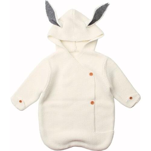 Baby Sleeping Bags Bunny Rabbit Knitted Newborn Boys Girls Swaddle Wrap Envelopes for Stroller Footmuff Sleep Sack Autumn Winter