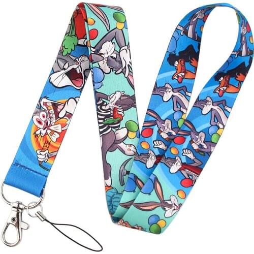 ER130 Anime Funny Rabbit Creative Lanyard Badge ID Lanyards Mobile Phone Rope Key Lanyard Neck Straps Accessories