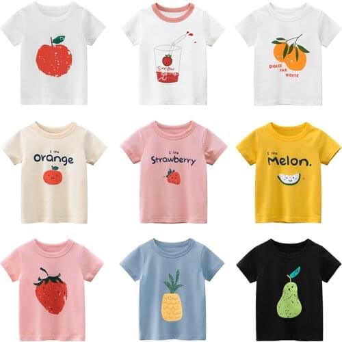 T Shirt Cartoon Baby Kids Boys Girls Children Cotton Short Sleeves Summer Clothing Print Apple Pear Watermelon Toddler Tee Tops