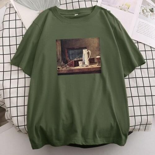 Still life with pipe an jugT Shirts For Girl 2021 Summer Soft Casual T-Shirt Korean Style New Base Tees Fashion Womens Tshirts