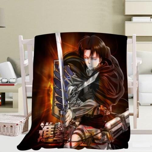 Custom Attack on Titan Blankets Travel Sofa Coral fleece fabric Blankets Soft Fluffy Warm Sofa Bed Throw Blanket More Size