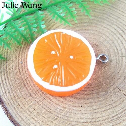 Julie Wang 5pcs Resin Orange Fruit Charm For Necklace Pendant Earrings Jewelry Making DIY Accessories