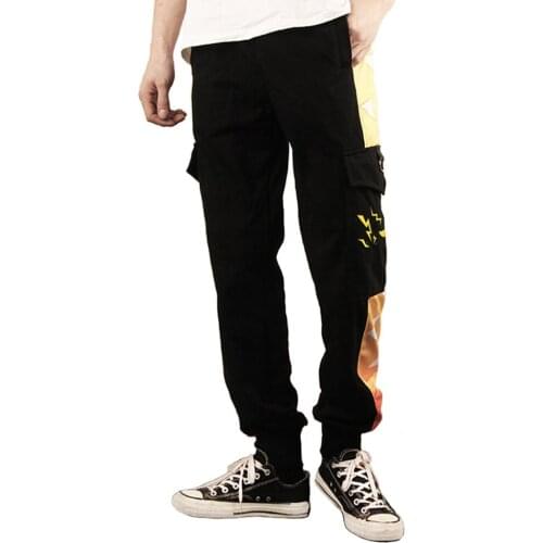 Anime Demon Slayer Kimetsu no Yaiba Agatsuma Zenitsu Cosplay 3D Printed Pocket Cargo Casual Loose Trousers Overalls