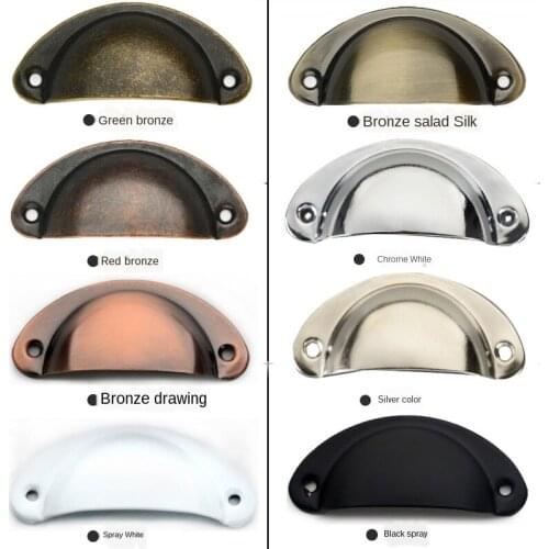 2PCS Retro Metal Kitchen Drawer Cabinet Door Handle And Furniture Knobs Handware Cupboard Antique Brass Shell Pull Handles