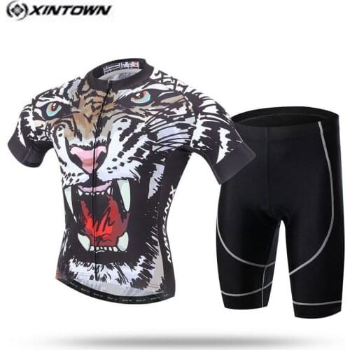 XINTOWN Pro Bike Jersey Bib Shorts Sets Men mtb Bicycle Clothing Suits Cool Animal Black Male Ropa Ciclismo Cycling Shirts