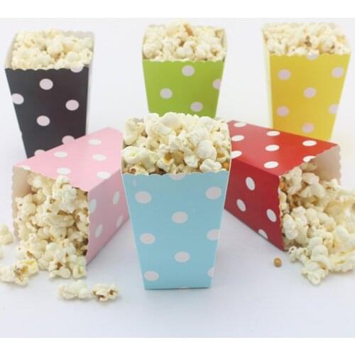 48/96 Pink Popcorn Box Blue Wave Red Dot Fries Packaging Box Birthday Party Christmas Decoration Box 11.5x7x5cm