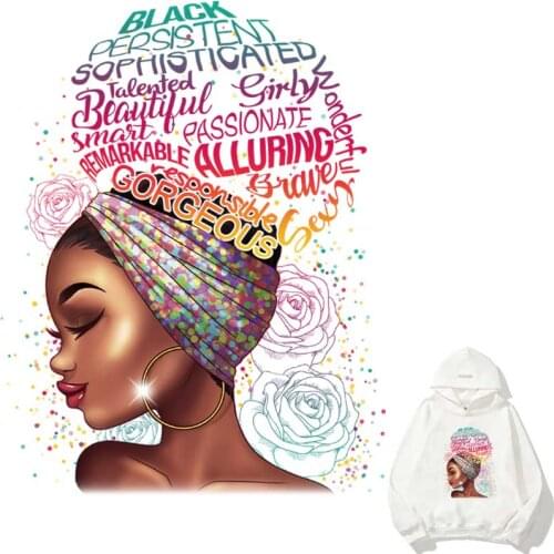Beautiful Black Girl Iron-On Transfer For Clothes DIY Washable T-Shirts Thermoadhesive Patches Fashion Painted Clothing Stickers