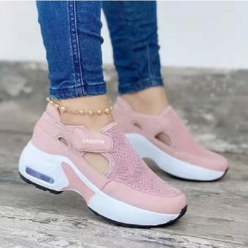Vulcanize Shoes Women Sneakers Ladies Solid Color Wedge Thick Shoes Round Toe Lace-Up Comfortable Platform Sneakers 2021 Fashion