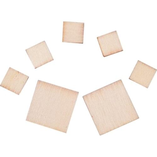 Hot 100pcs 10/20mm 0.4/0.8inch Blank Wood Squares Wood Pieces Unfinished Round Corner Square Wooden Cutouts for DIY Arts Craft