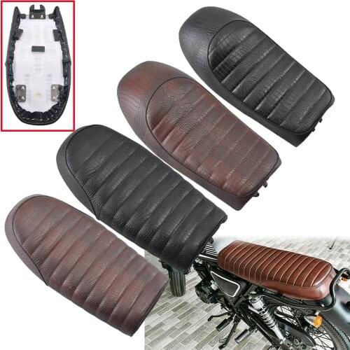 Motorcycle Cafe Racer Seat Retro Flat Pan Saddle Two-Up Seat Vintage Seat Cushion For Harley Honda Yamaha Kawasaki Suzuki BMW