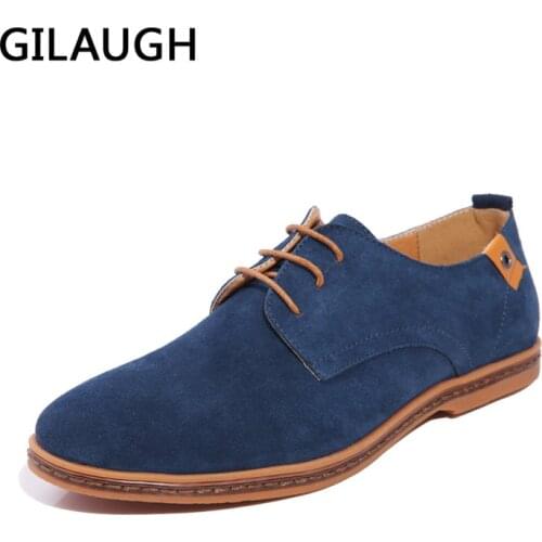 GILAUGH Fashion Hot Men Casual Shoes Spring Autumn Oxfords Style Outdoor Flats Winter Warm Leather Men Shoes Big Size 39-48