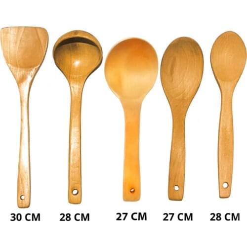 5 parts Service Kit Bamboo Wooden Spoon Ladle Wooden Spatula