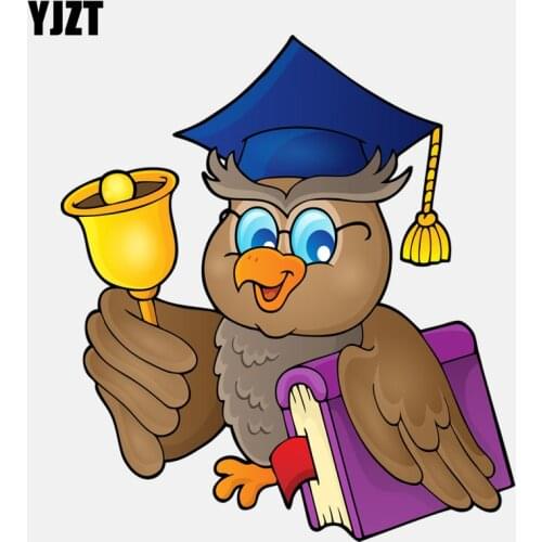 YJZT 13.4CM*14.9CM Get Ready For Class Bell Owl Teacher PVC High Quality Car Sticker 11-01442