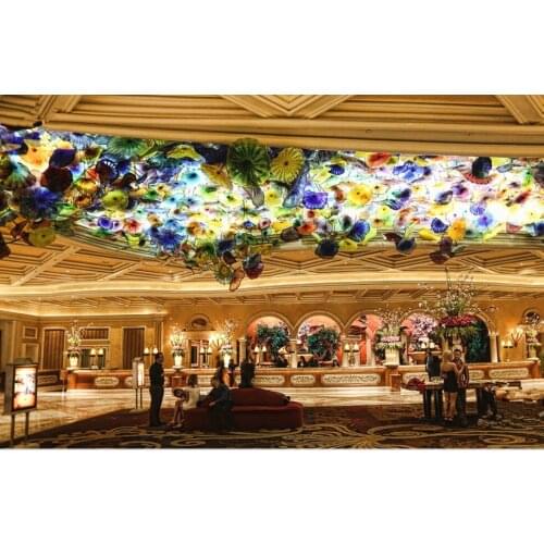 Wall Art Murano Glass Plates Flower Shape Circled Pattern Colorful Ceiling Plates