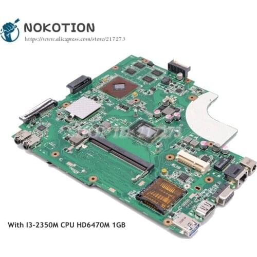 NOKOTION Laptop Motherboard For Asus K43LY K84HR Main Board SR0DQ I3-2350M CPU HD 6470M graphics