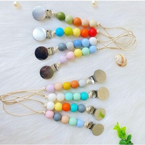 Silicone Pacifier Clip Eco-friendly Newborn Baby Teething Toys Pacifier Chain BX0D