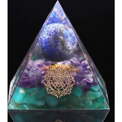 Orgonite Pyramid Lapis Lazuli Sphere With Amethyst Natural Raw Rock Quartz green stones Reiki Chakra Jewelry