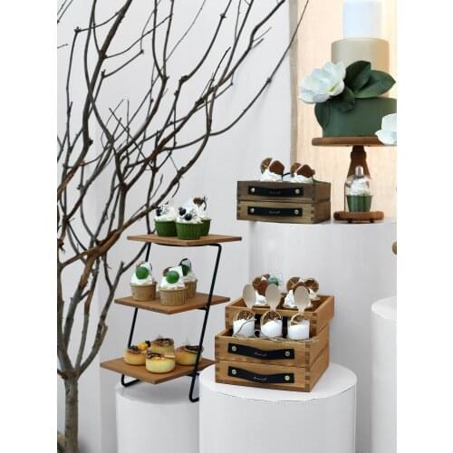 Retro Solid Wood Tray Creative Fruits /Desserts Plates Anti-skid Insulation Tea/Coffee Coaster Multi-Foundation Storage Tray