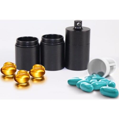 Multi-compartment portable sealed medicine box Full metal and waterproof Survival waterproof tank Waterproof storage keychain