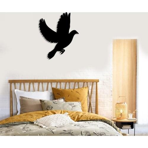 Bird Dove With Open Wings Flying Wall Accessory Wooden Table 50x42cm