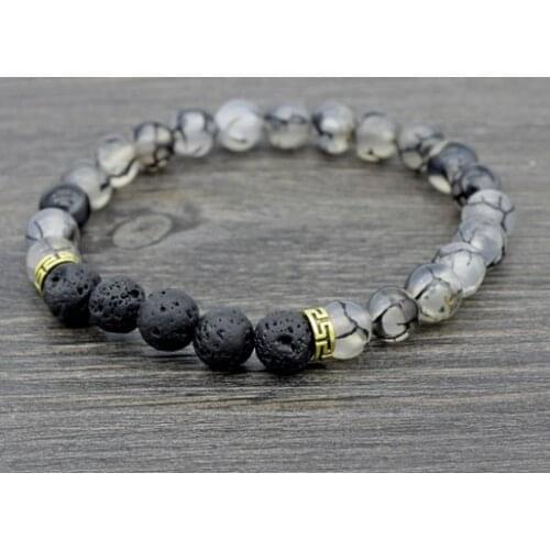 8mm yyb Buddha Yoga elastic thread adjusted black volcanic lava Stone bead essential oils diffuser agate Onyx Bracelet Bangles