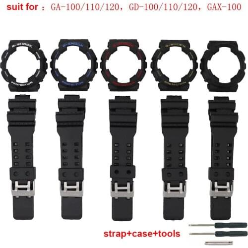 Watch strap for Casio g-shock case strap set GA-100/110/120 GD-100/110/120 GAX-100 watch accessories silicone watch band